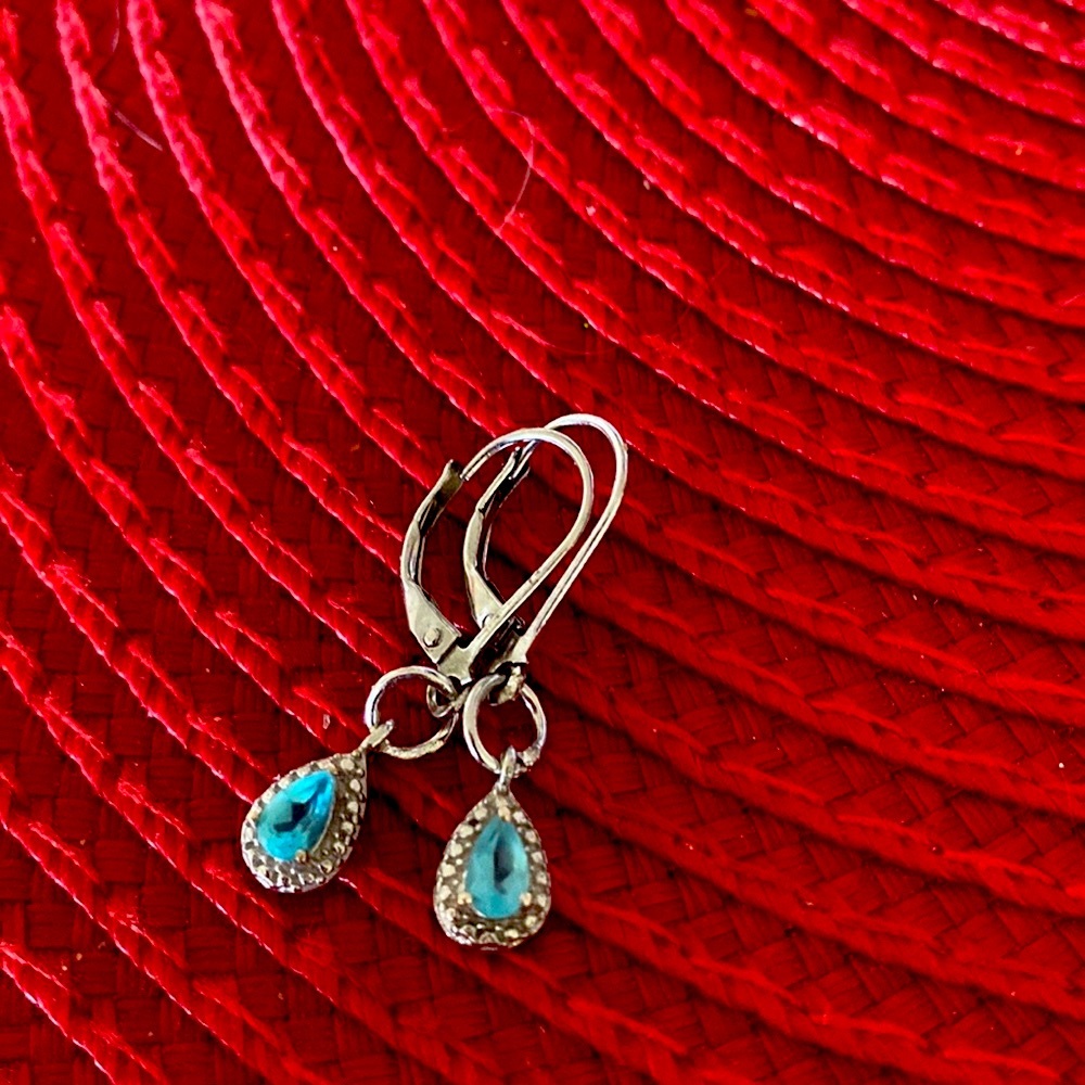 Sterling silver Swiss Blue Topaz earrings